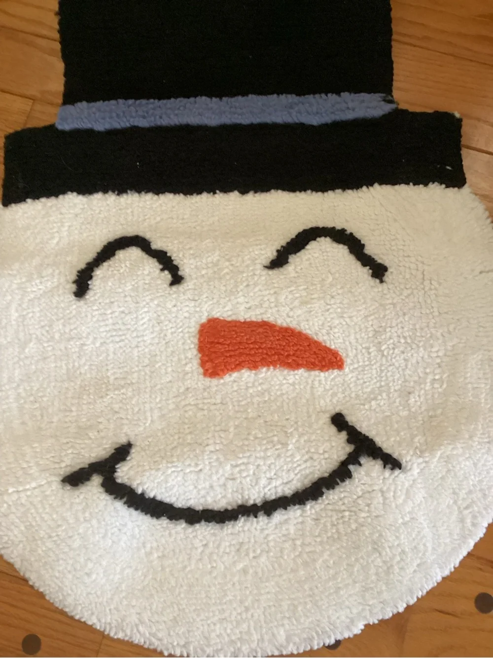 Festive Snowman floor Mat - White, Black & Orange